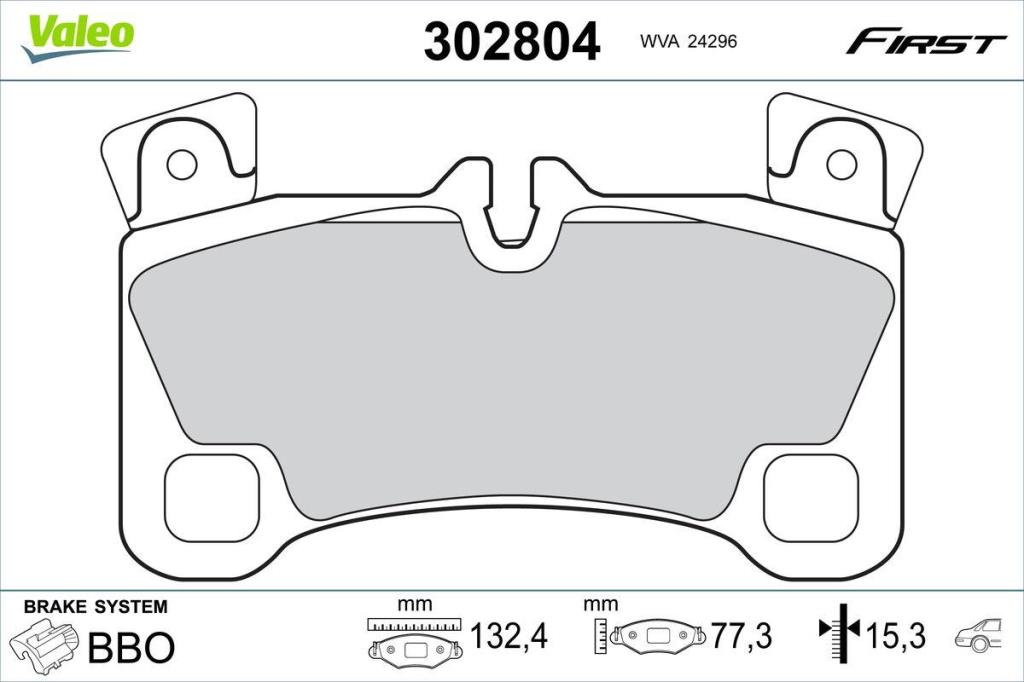 Jeu de 4 plaquettes de frein VALEO ref. 302804